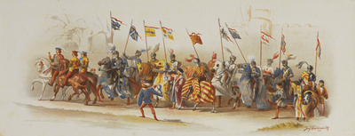 29154 Tweede blad van de maskerade van de studenten van het Utrechtsch Studenten Corps op 27 juni 1876, ter gelegenheid ...